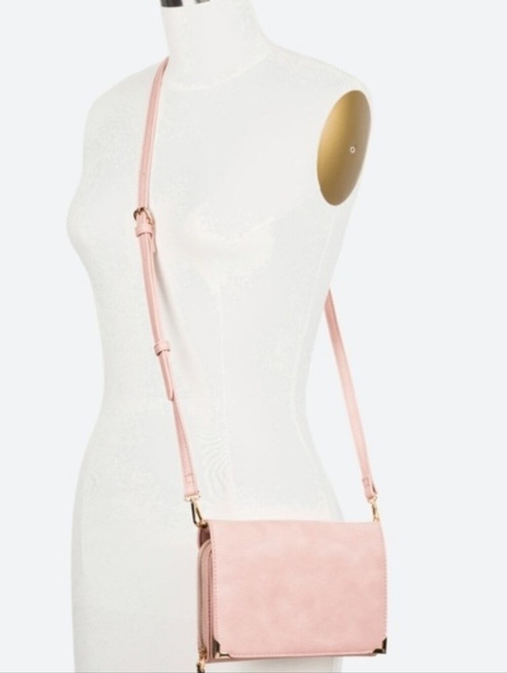 Urban Expressions Blush Aleda Wallet Clutch Crossbody with Gold Corner Accents